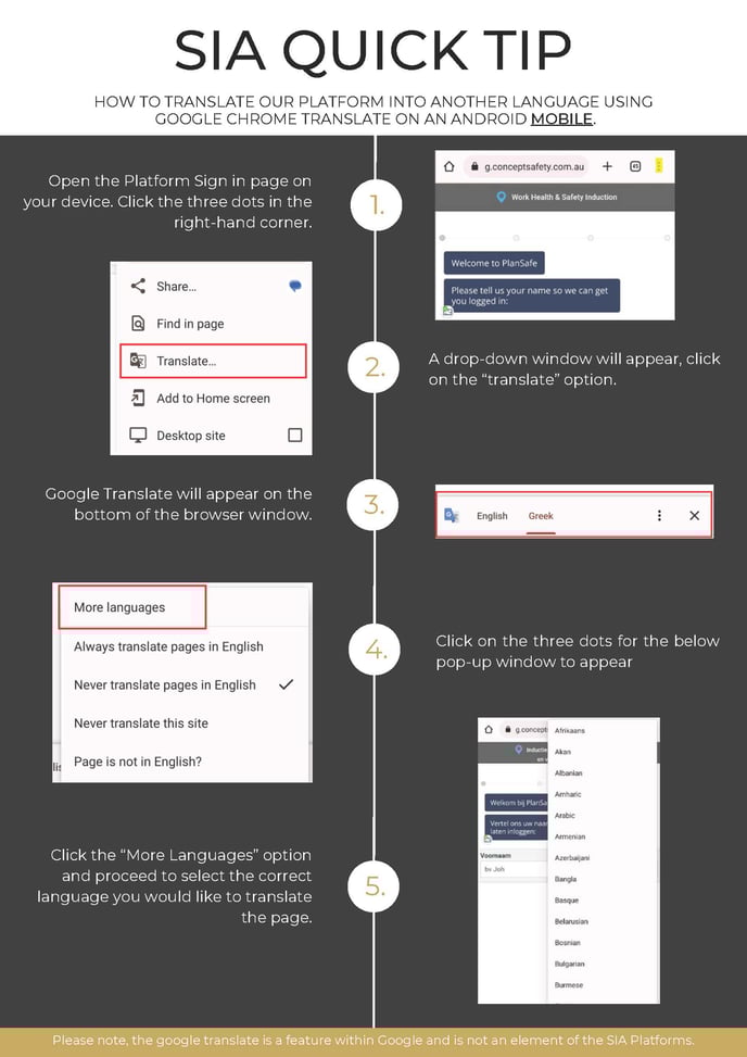 SIA Quick Tips - Language Translate (Android phone)
