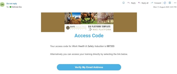 Verification Code Screen shot